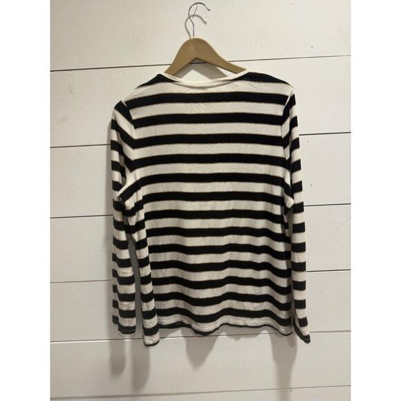 Talbots Pima Cotton Striped Metallic Knit Long Sleeve Top 1X - Picture 4 of 5